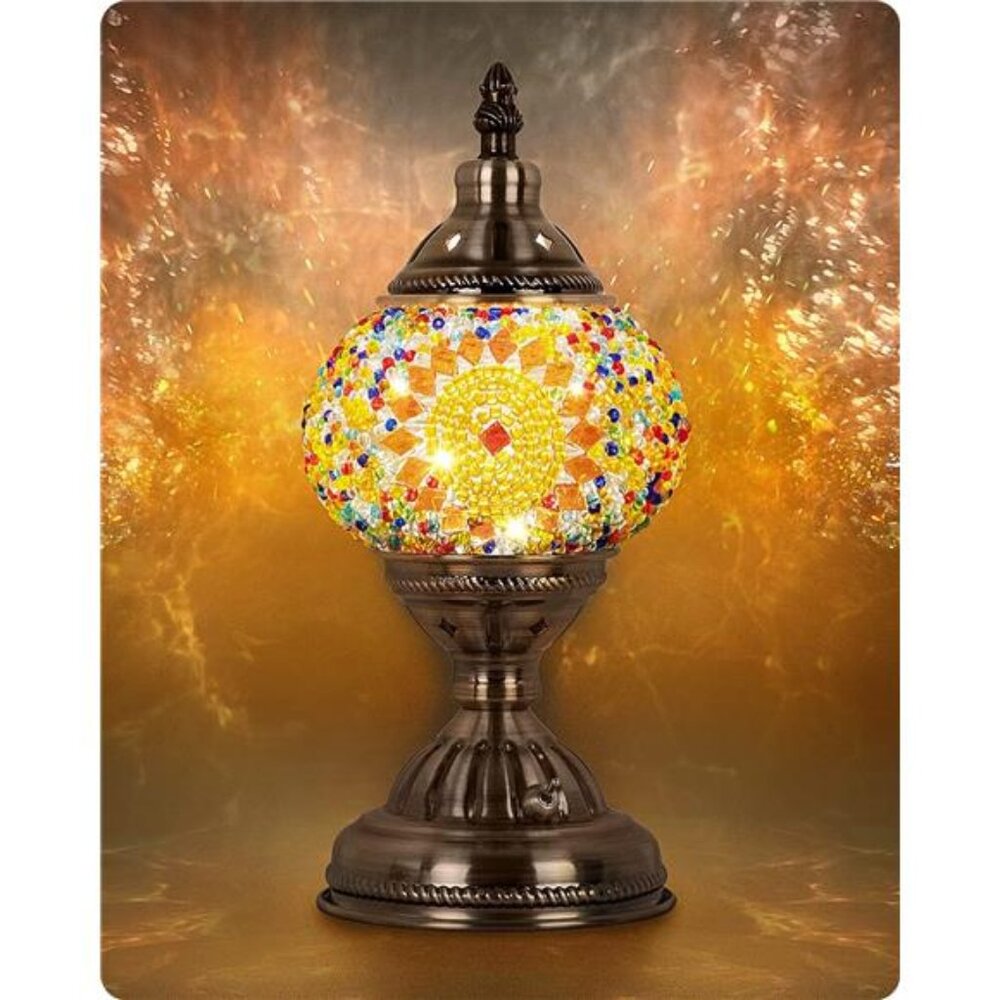 Turkish Moroccan Lamp with Bronze Base Handmade Tiffany Mosaic Glass Lamps